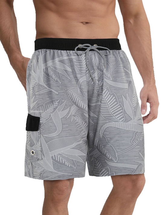 APTRO Mens Swim Trunks 9'' Mesh Liner Quick Dry Swim Shorts Board Shorts Bathing Suit Swimsuit Summer Beach Shorts Gray MK36 M