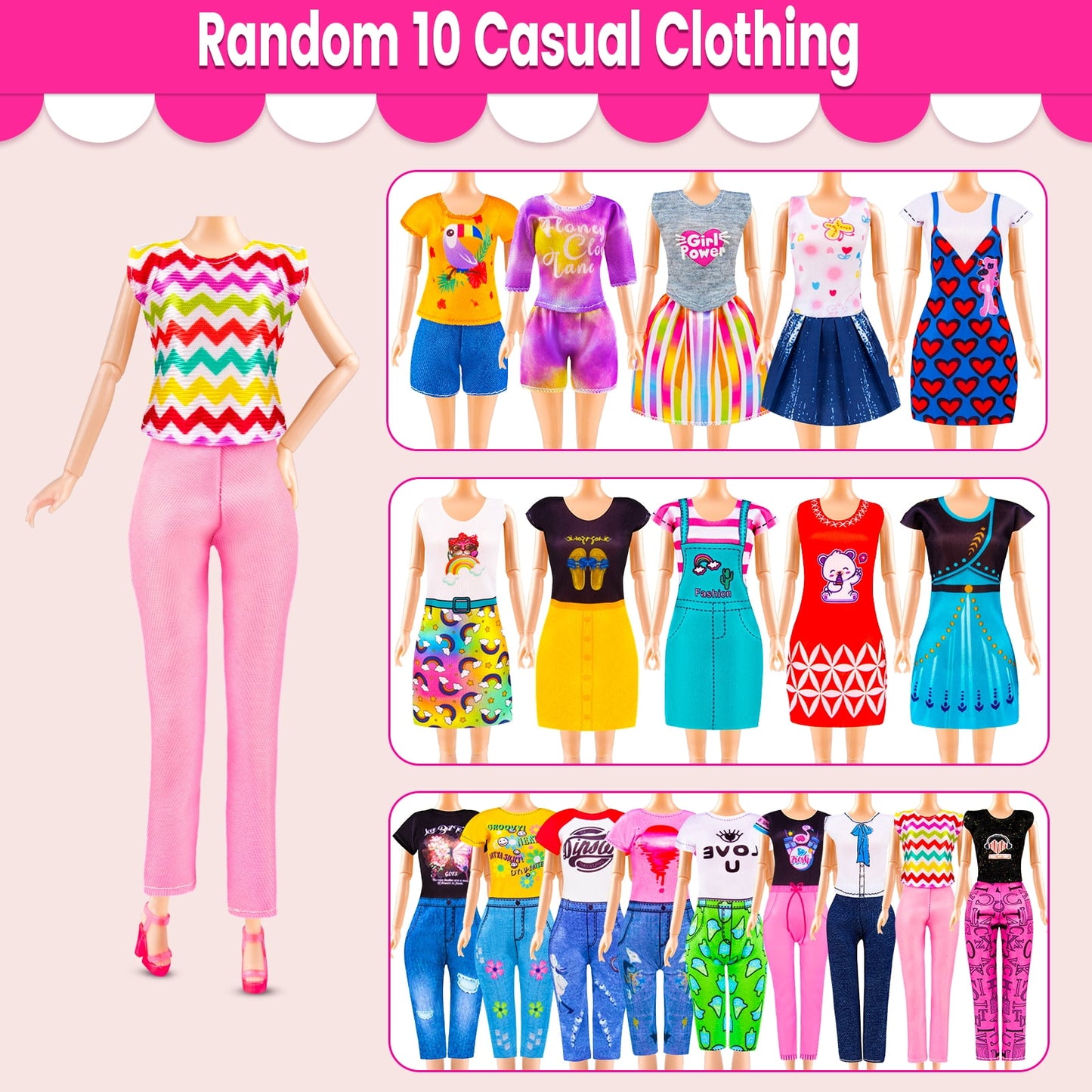 100Pcs Doll Clothes & Accessories for Girls, Dress Up Set with Dresses, Swimwear, Shoes, Hangers, Gift for Kids